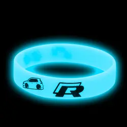 1 шт. Светящийся синий силиконовый автомобиль значок голографический Браслет спортивный браслет для R line логотип автомобиля аксессуары для