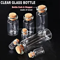 1-25ml Empty Clear Glass Bottles Jars Vial with Cork Stopper for DIY Wish Message Sample Perfume container Nail Art bead reagent 1