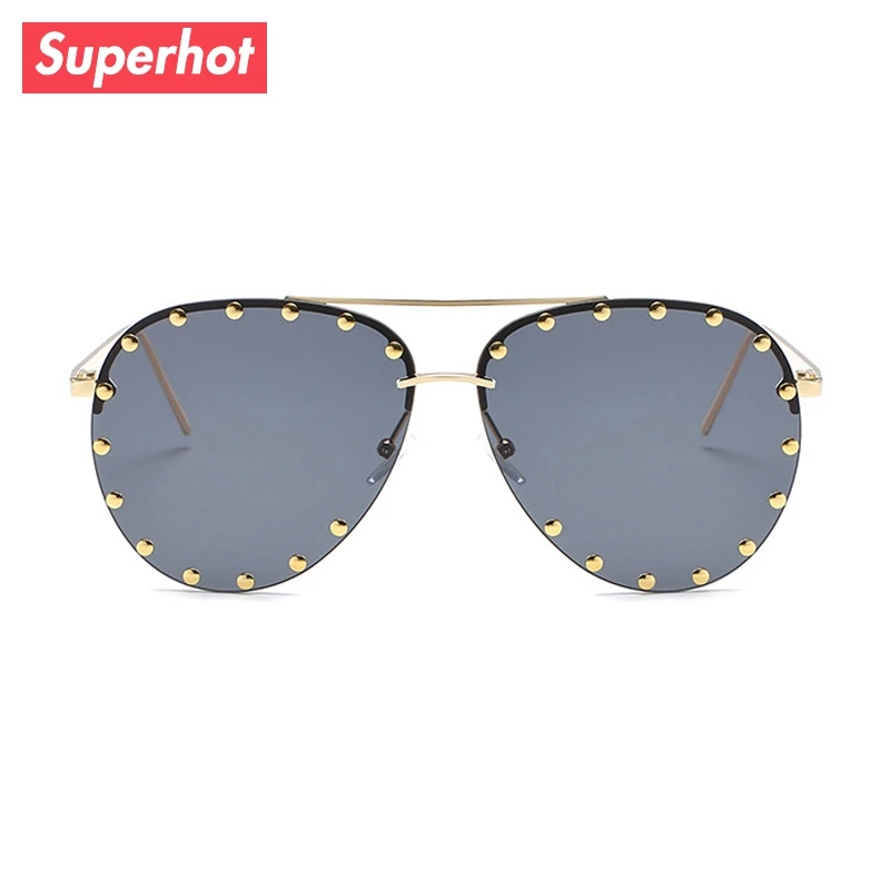 

Superhot Eyewear - Punk inspired Pilot Sunglasses Men Women aviation sun glasses Gradient Shades with rivets UV400 10019