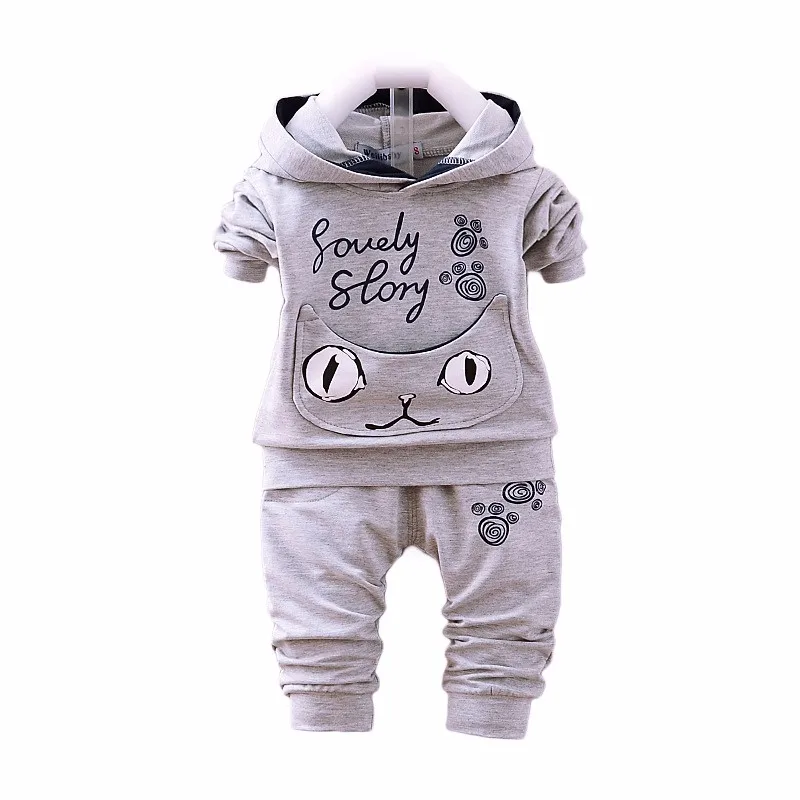 Baby Little Boys' Hoody with Jog Pants children's Sweatshirt Sweat pant Set  toddler Sweatsuit Jackets cat ears on hood 2T 3T 4T 6
