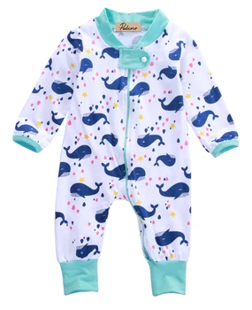 

Emmababy Whale Rompers Long Sleeve Zippe Autumn Warm 0-18M Newborn Baby Clothes Cotton Jumpsuits Hot Selling Baby Outfits