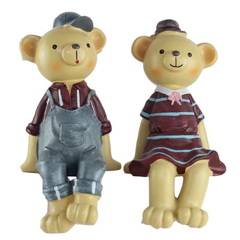 

Creative Wooden Cute Teddy Bear Couple Decoration Home Bedroom Desktop Decoration Crafts High-End Wedding Christmas Girl Gifts