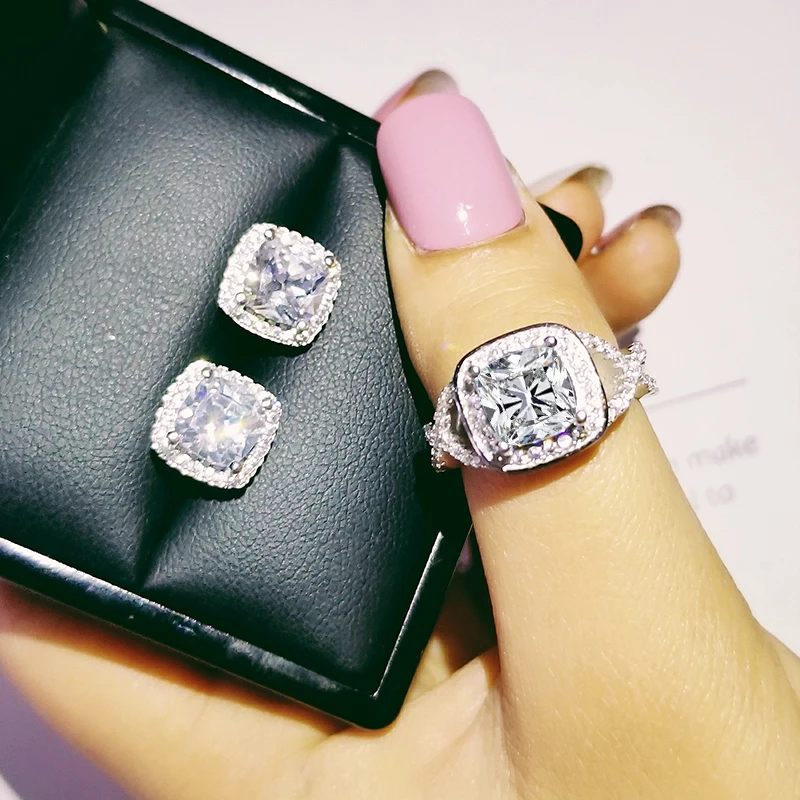 

Moonso CZ Stone Wedding Engagement Bridal Real Sterling Silver 925 Genuine Simulated Jewelry Sets for women J4936S