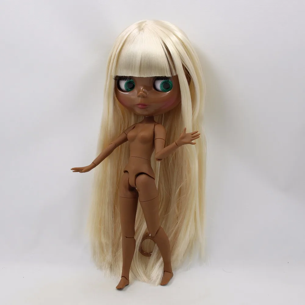 Кукла ICY DBS Blyth супер черная кожа тон самая темная прямые белые светлые волосы