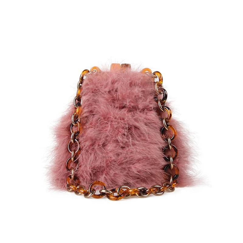 

Fur Bag Ostrich Feather Fur Bag Women Luxury Acrylic Frame Evening Party Bags Handbag Female Mini Clip Purse Handbags Wholesale