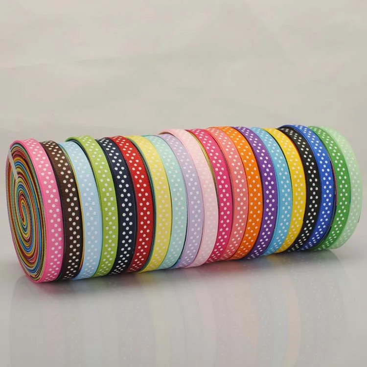 

Free shipping 20yards 3/8"9mm HOT fixed mixed 20 Random collocation Polka Dots or solid color Grosgrain Ribbon DIY