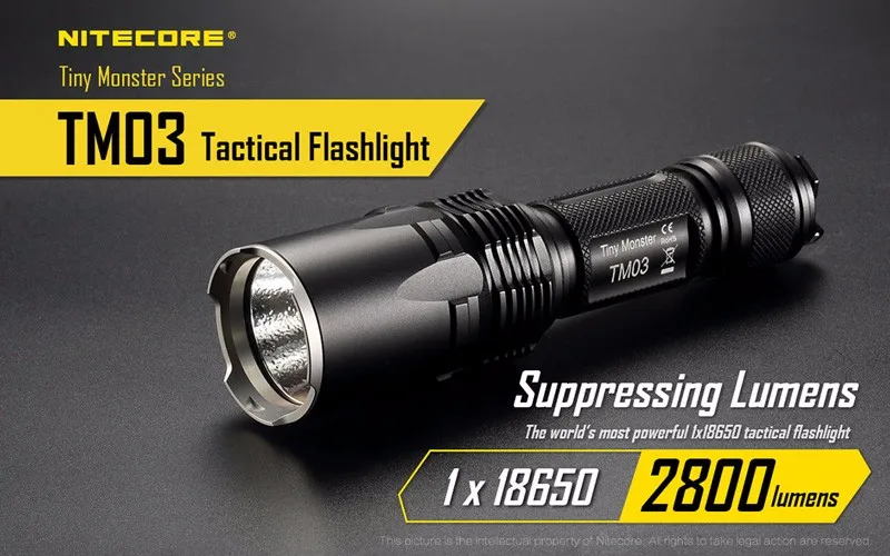 2800 люмен маленький монстр серии Nitecore TM03 CREE XHP70 светодиодный 18650 тактический фонарь с бесплатной батареей