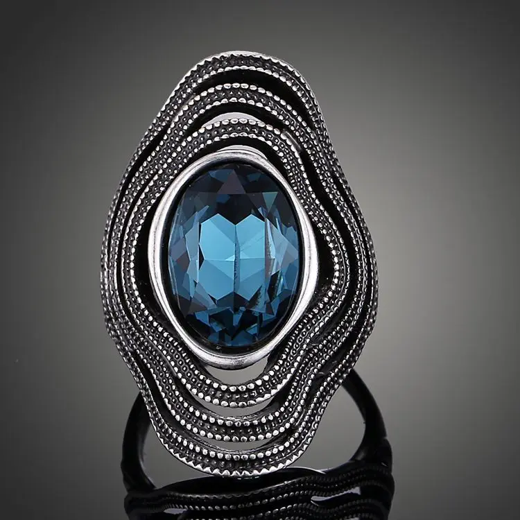 Женское кольцо с кристаллами от Swarovski свадебное золотого цвета импортной