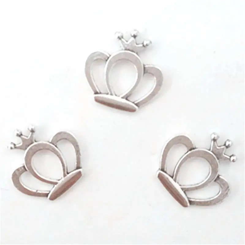 Bulk 30pcs Wholesale Lots Antique Silver Plated Princess Crown Charms
