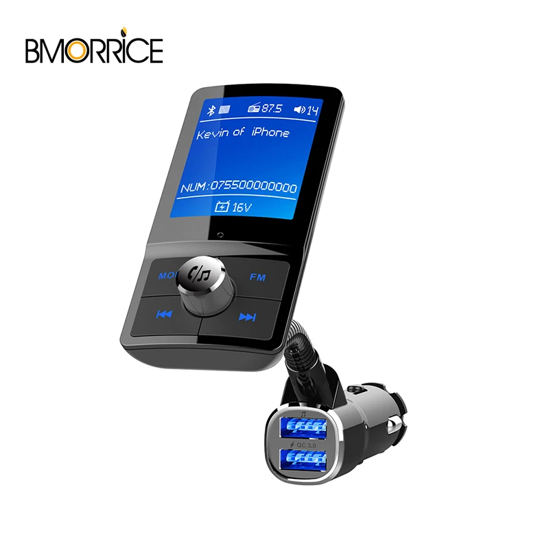 Wireless Bluetooth FM Transmmiter 1.8 Inch Color LCD Display Audio MP3 Player In Car 2USB Ports Siri Voice Assistant BC43 | Электроника