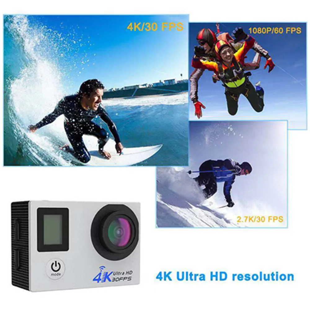 

BAPASCO New Action Camera 2.4G remote ultra HD 4K 12mp action video camera 4k/30fps 1080p/60fps EIS 30M waterproof Sport Camera