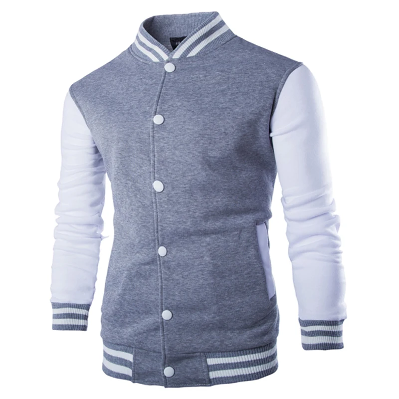 Long Sleeve Casual Brand College Men Baseball Jacket Coats Stand Collar