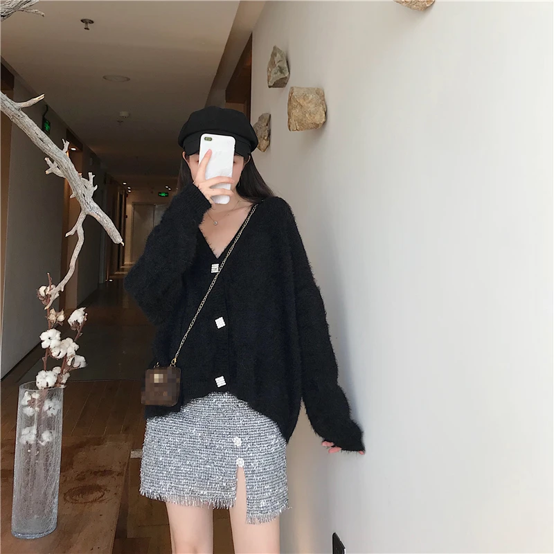 Женский комплект из 2 предметов Cakucool белый свитер с длинным рукавом и v образным