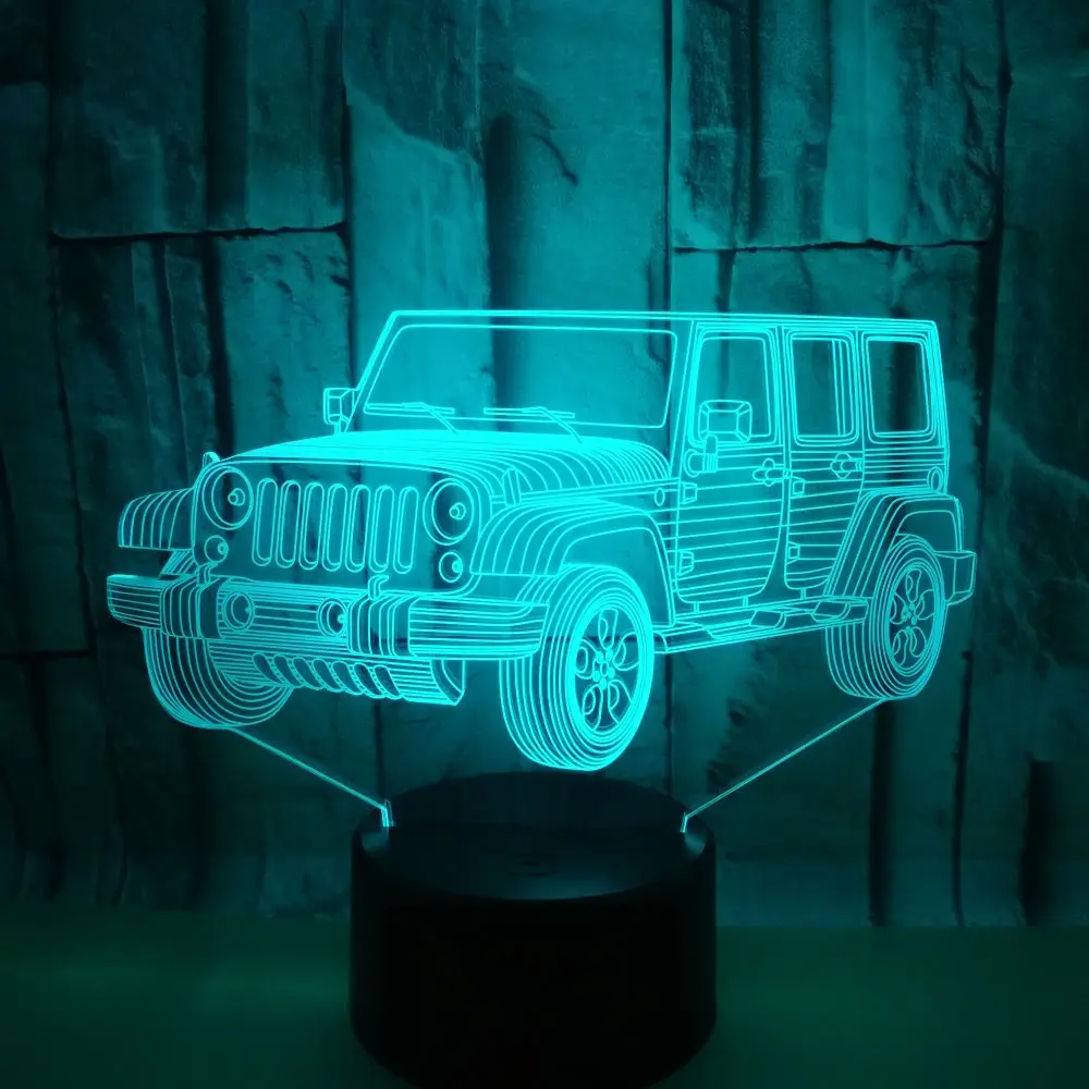 Крутой Джип автомобиль форма многоцветная настольная лампа 3D светодиодный USB