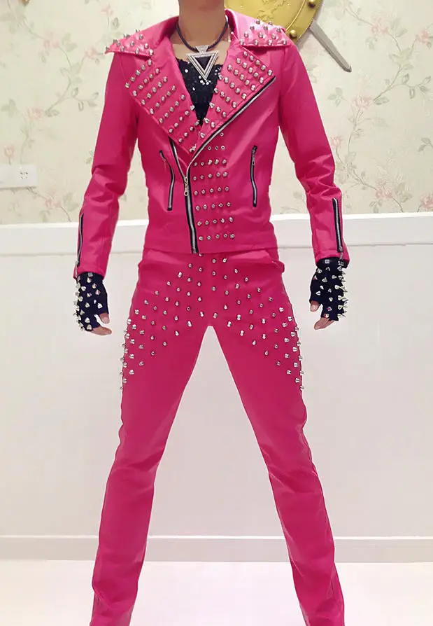 Mens Pink Leather Jacket Jacket To