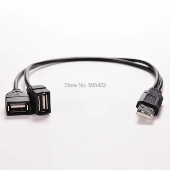 

300pcs/lot New USB 2.0 A Male To 2 Dual USB Female Power Cord Adapter Extension Cable Lead High Quality