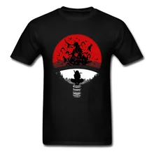 Итачи Учиха Футболка Мужская ниндзя Футболка Наруто брат футболки Удивительные популярные Логотип Топы черные футболки хлопок одежда Япония