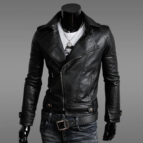 

2019 New Spring and Autumn Men's Motorcycle Clothing Slim Men's Leather Jacket Jacket Men's Leather Solid Color Casual Fashion