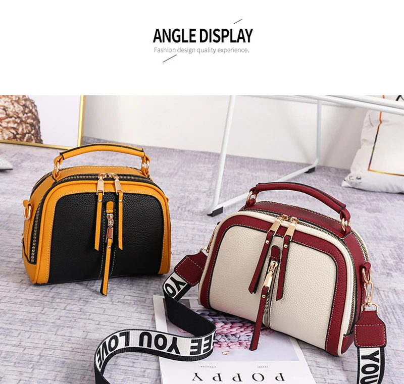 New Women Luxury Handbags Fashon PU Leather Lady Letter Strap Shoulder Bag Mini Female Panelled Designer Travel Crossbody SS3535 (11)