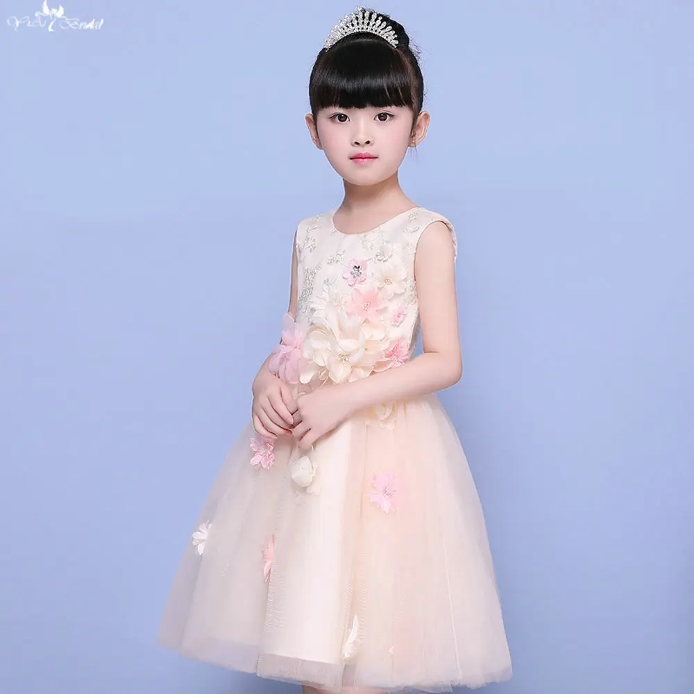 TF003 платье для девочек без рукавов с цветочным рисунком цвета шампанского красивые вечерние платья Vestido Flores En 3D
