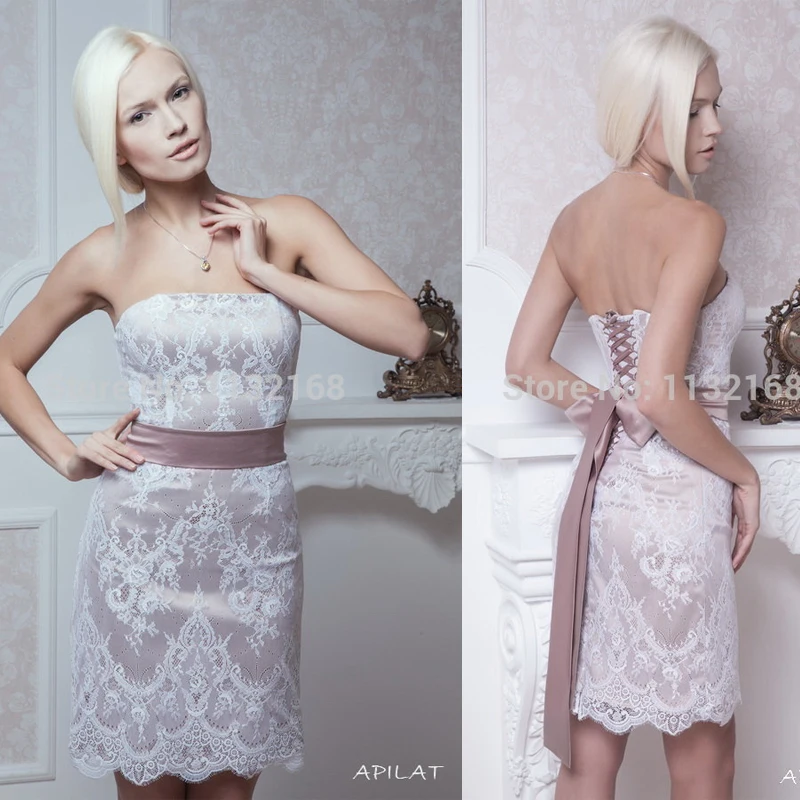 pink dress with white lace overlay