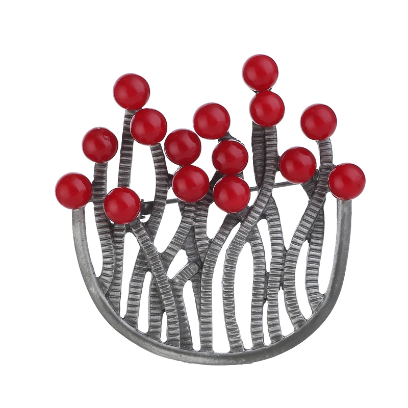 

Vintage Pearl Coral Brooches For Women U-shaped Retro Silver Large Brooch Plant Jewelry Collar Pin Suit Accessories Dropshipping
