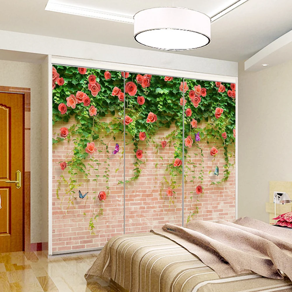 Yazi Personalized Size Rose Brick Pvc Wallpaper Mural Decor Window Yazi Personalized Size Rose Brick Pvc Wallpaper Mural Decor Window Glass Closet Sliding Door Sticker In Wall Stickers From Home Garden On