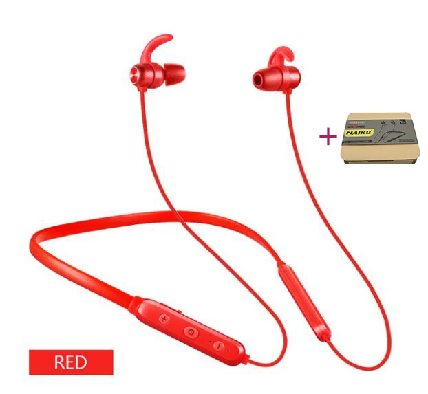 NAIKU 4D Bluetooth наушники Встроенный микрофон беспроводные легкие шейные спортивные наушники стерео auriculares для телефона - Цвет: Y32 Red