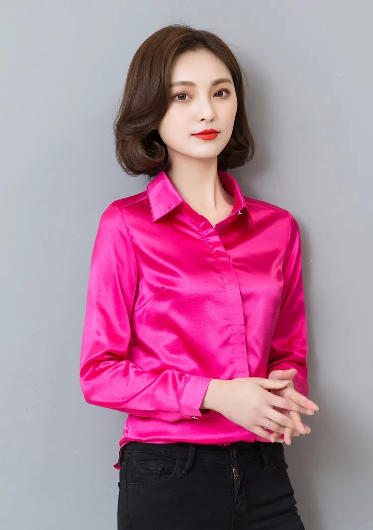 Glossy Button Up Satin Blouse | Sissy Dream