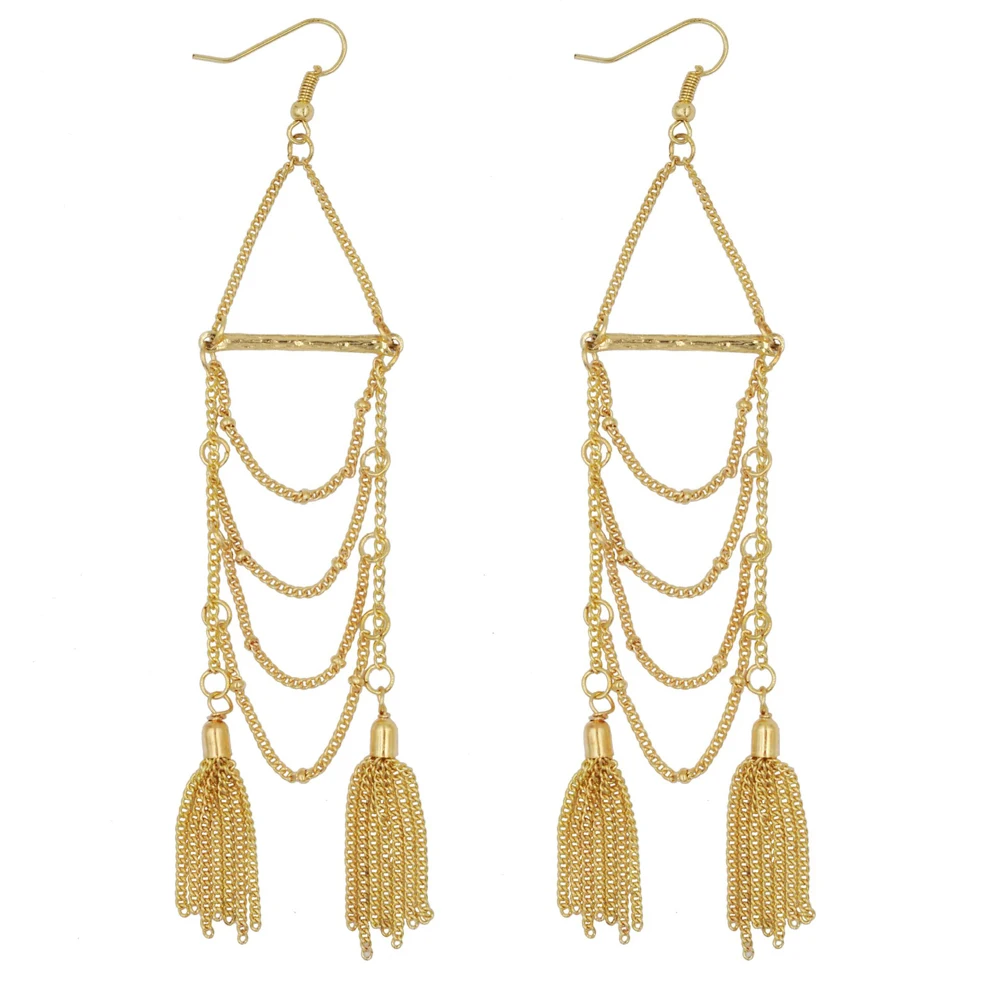 Tassel Long Layered Earrings For Women Boho Metal Chains Dangle Earring ...