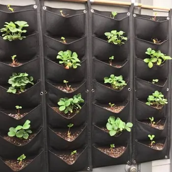 

Grow Bag Vegetable Plant Wall Hanging Vertical Gardening Pockets Black Felt Fabric Pots Garden Supplies