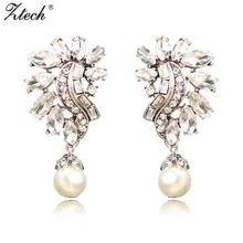 Ztech Vintage Elegant Luxury Beautiful Earrings Fashion Simulated-pearl Geometric Earrings For Women Charm Jewelry