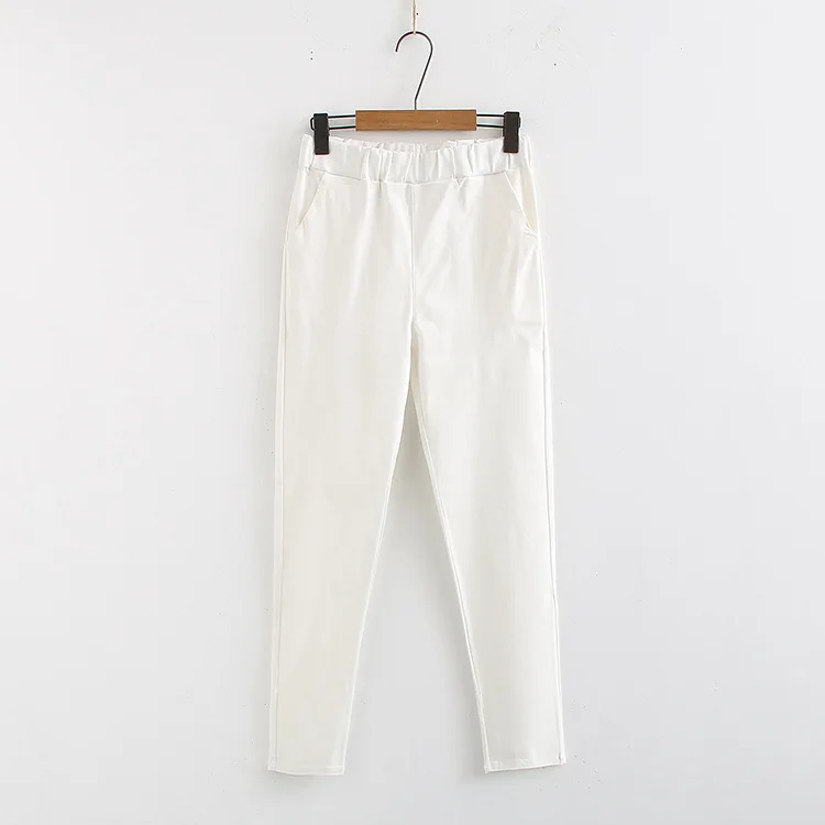 Размера плюс повседневные брюки карандаш Летняя женская одежда модные свободные однотонные брюки T4 - Цвет: Белый