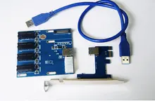 2017 NEW PCIe 1x to 4port PCI express 1X slots Riser Card Mini ITX to external 4 PCI-e slot adapter PCIe Port Multiplier