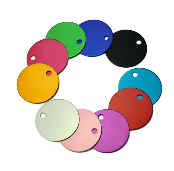 

Wholesale 10Pcs Circle Dog Pet Id Tags Custom Name Address Phone No. For Dog ID Tag Round Personalized Engraving Pet ID Tags