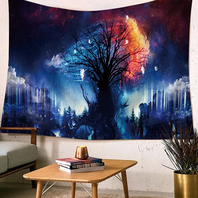 

Colorful Tree Art Tapestries Polyester Hippie Bohemian Home boho Decor psychedelic Wall Hanging Tapestry Beach Throw Blanket