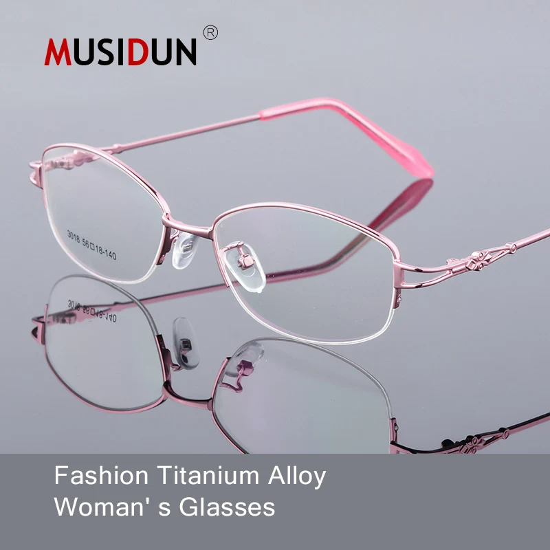 

Titanium Alloy Half frame Eyeglasses Woman Ultra Light Weight Optical Myopia glasses Frames female Eyewear Spectacles Q140