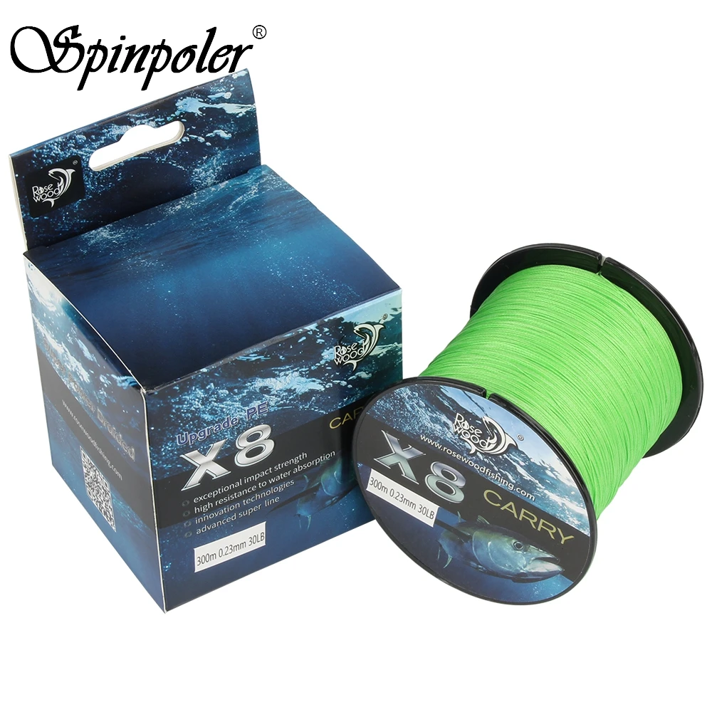 

Spinpoler 8 Strands Carp Fishing Line, Abrasion Resistant Braided Lines High Performance Strong Braid PE Line 300m 12LB-65LB