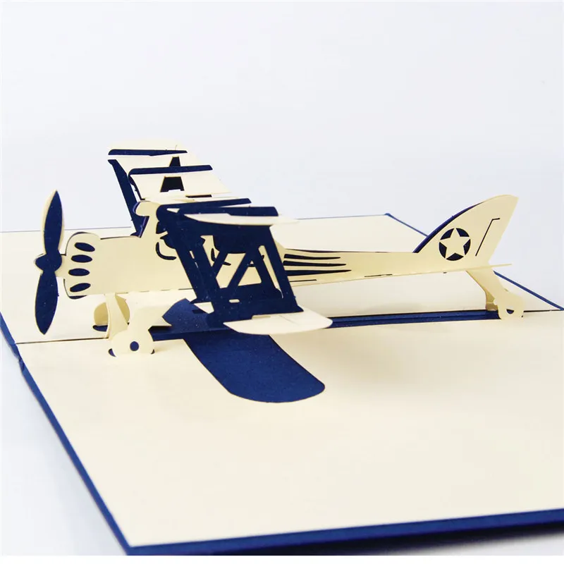 

Airplane Model 3D Laser Cut Pop Up Blank Holiday Happy Birthday Greeting Cards Gifts Post Cards Wishes Bulk Wholesale 6A0632