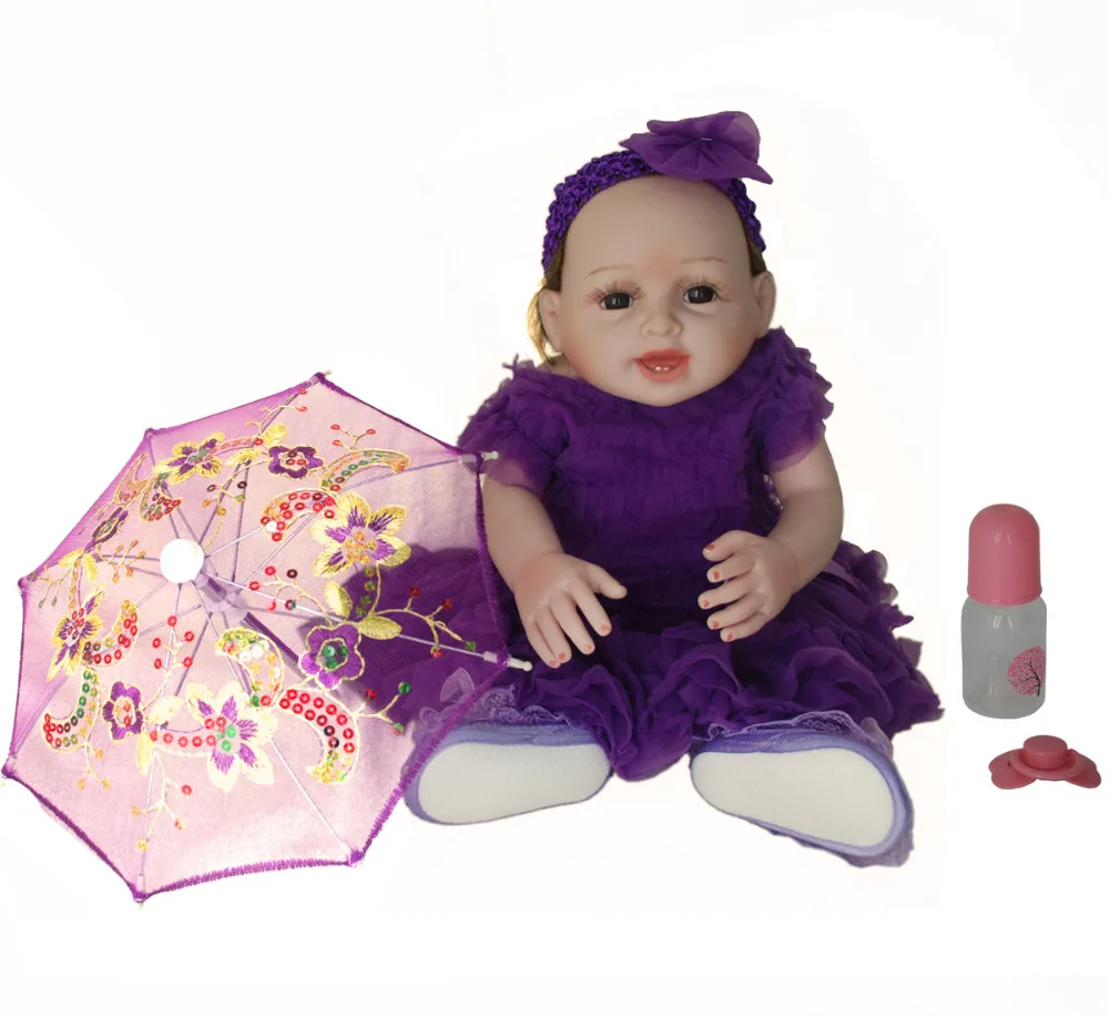 

NicoSeeWonder 20" Real Newborn Baby Doll Realistic Reborn Babies Dolls With Purple Lace Dress Gift