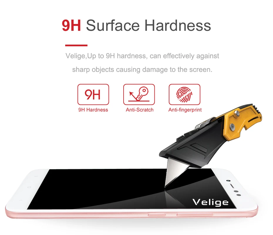 2 Pack Velige Tempered Glass Screen Protector For Xiaomi Redmi Note 5A Prime Note5A Pro Full Cover 9H Glass Flim Black (10)