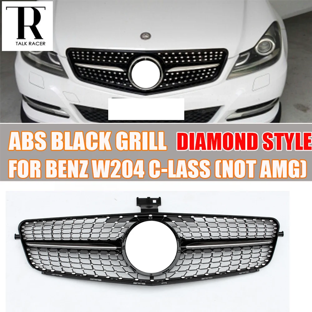 W204 Черный ABS Алмазный Стиль переднего бампера решетка решетки для Mercedes Benz W204 C-CLASS C180 C200 C220 C260 C300 не подходит C63