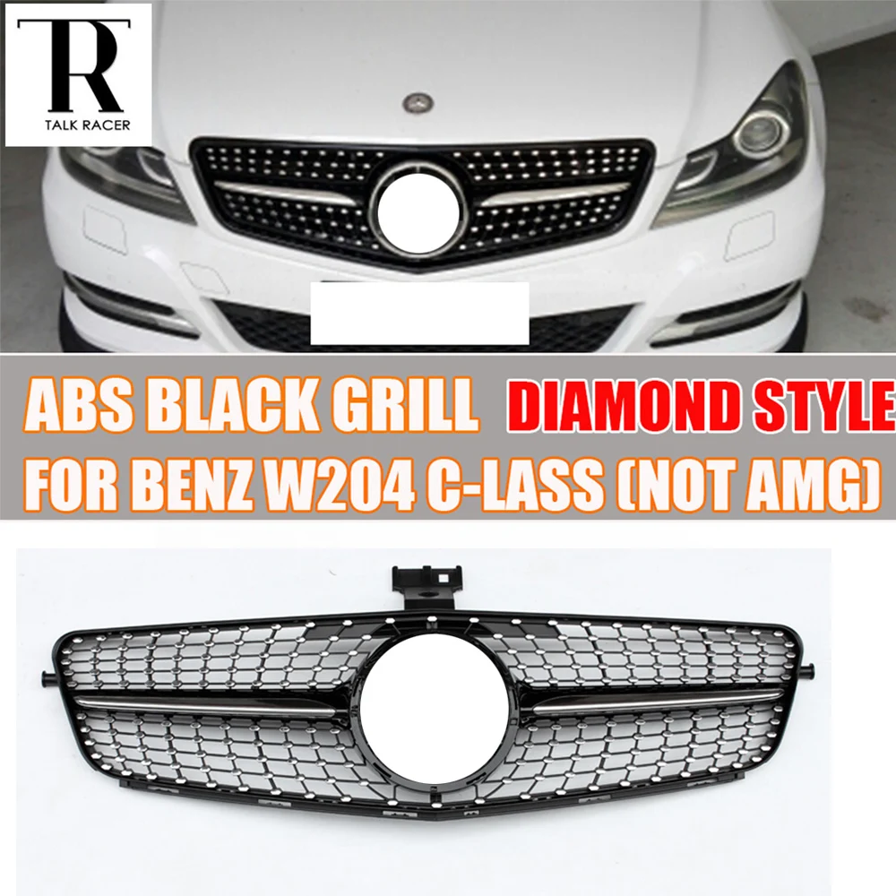 

W204 BLACK ABS Diamond Style Front Bumper Grill Grille for Mercedes Benz W204 C-CLASS C180 C200 C220 C260 C300 not fit C63