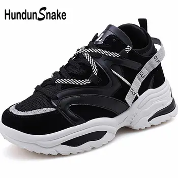 

Hundunsnake Chunky Running Shoes Women Running Shoes Sports Woman Sport Sneakers On High Soles Men Dad Shoe Platform Black B-043