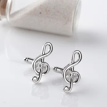 

The New Selling a Pair Hot Silver Notes For The Musician Men's French Shirt Party Wedding Tie Clip Cufflinks Men Gift