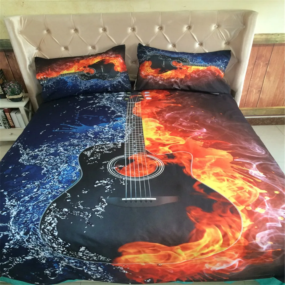 Artist Guitar patten print bed linen set Single Double Twin Full Queen King Size Bed Cover Set