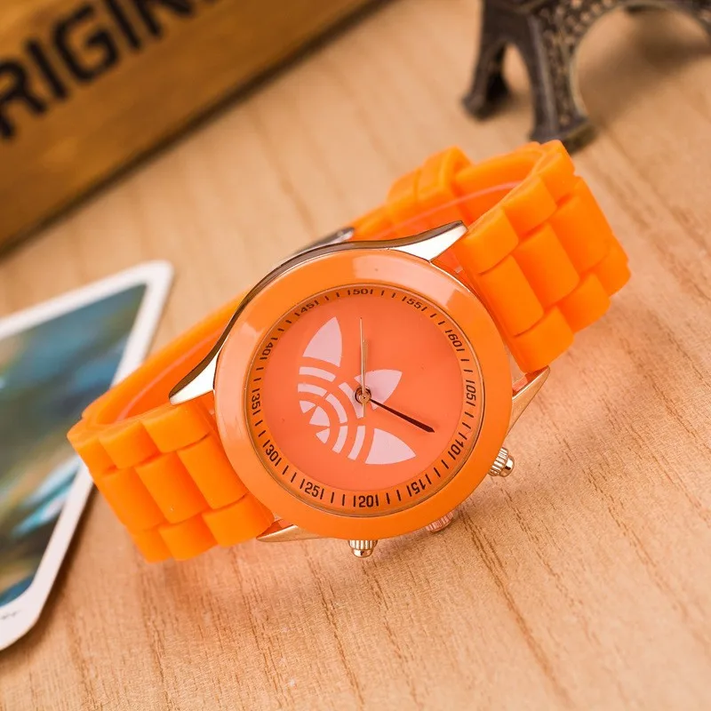 Новинка, Топ люксовый бренд, модные силиконовые часы для женщин, повседневные кварцевые спортивные часы, 13 цветов, женские часы, relogio feminino - Цвет: orange