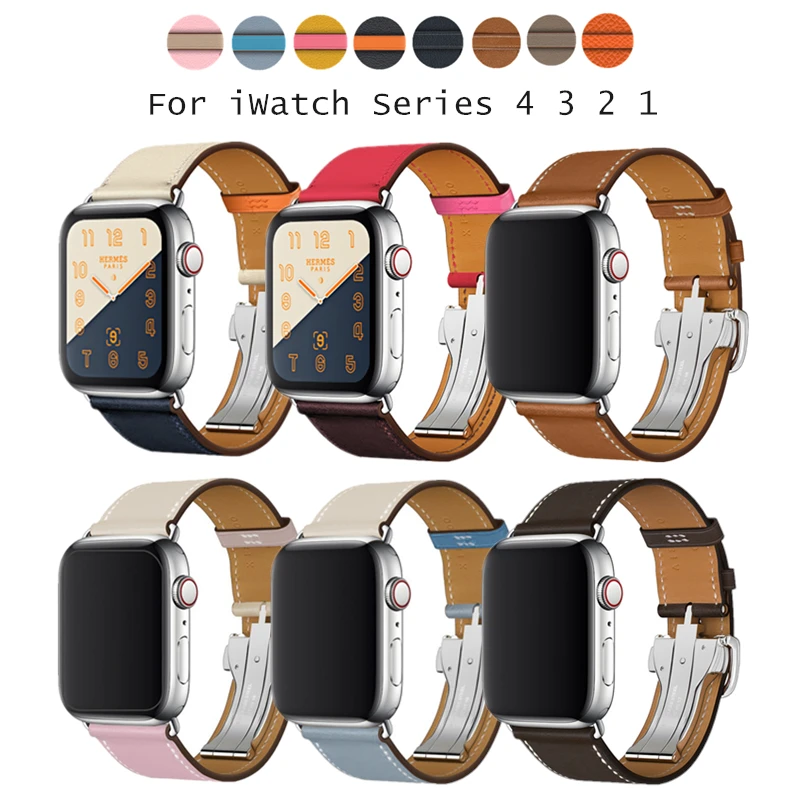 Для Apple Watch 44 мм 40 Herm логотип на пряжке кожаный одиночный Тур размещение Пряжка