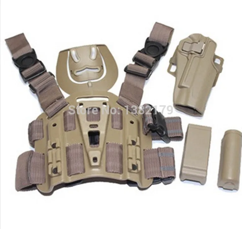 

For 1911 Type Tactical Airsoft Paintball Drop Leg Right handed holster Set W/ Panel Mag Flashlight Pouch Belt Loop paddle Sand