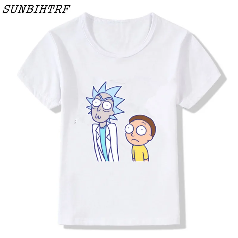 

Children Cartoon Anime Rick and Morty T-shirts Kids Summer White Printing T shirts Girl and Boy Japan Anime Rick Baby Tops Tee,